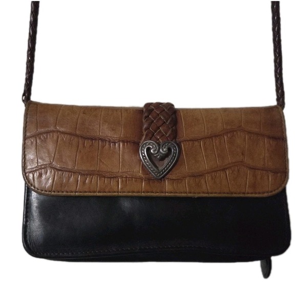 Brighton Mini Crossbody Wallet Clutch Italian Leather Croc Embossed Y2K - Picture 1 of 9